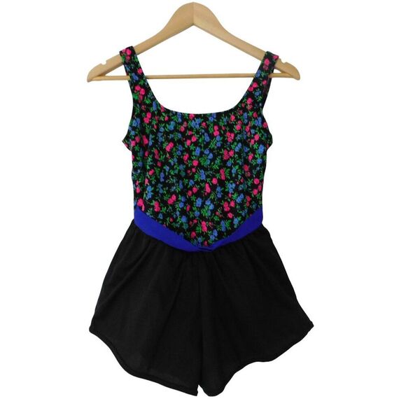 Vintage 80s Pacific Connections One Pc Swimsuit shorts Floral Print Size 6 - Picture 1 of 5
